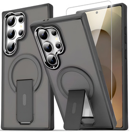 Etui do Samsung Galaxy S25 Ultra, Kickstand Matt Case, do MagSafe, szare + Szkło na ekran