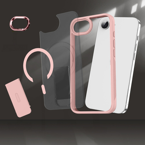 Etui do Iphone 16E, Kickstand Matt Case, do MagSafe, różowe