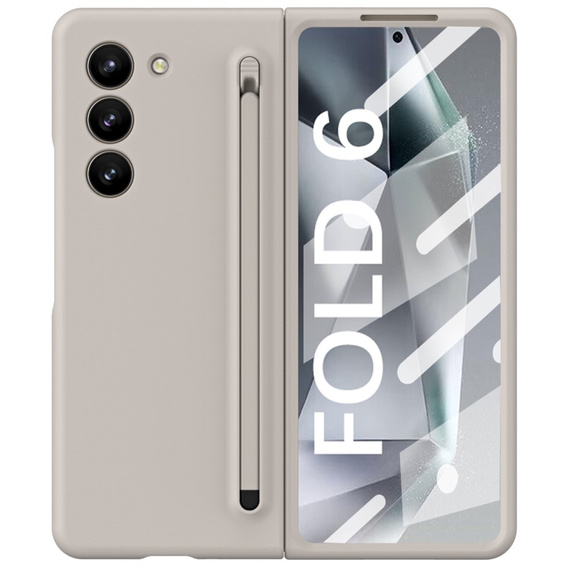 Etui do Samsung Galaxy Z Fold6 5G, ze szkłem i rysikiem, szare