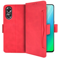 Etui z klapką do Oppo A78 4G, Card Slot, czerwone