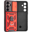 Etui pancerne do Samsung Galaxy S24 FE, CamShield Slide, czerwone