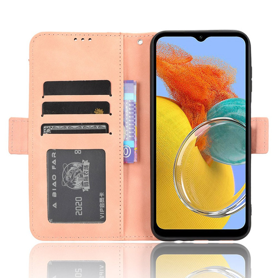 Etui z klapką do Samsung Galaxy M34, Card Slot, różowe
