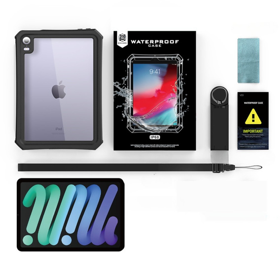 Etui Wodoodporne IP68 do iPad mini 8.3" 2021 (6 gen.) / iPad mini 8.3" 2024 (7 gen.), czarne