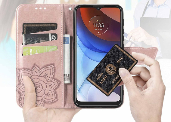 Etui z klapką do Oppo Reno 13, Butterfly, różowe rose gold