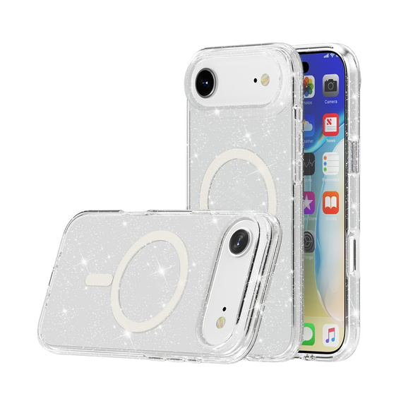 Etui do iPhone Air, do MagSafe, brokatowe, przezroczyste