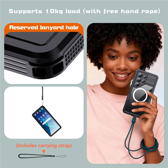 Etui wodoodporne do Samsung Galaxy S26 Ultra, Redpepper, do MagSafe, czarne