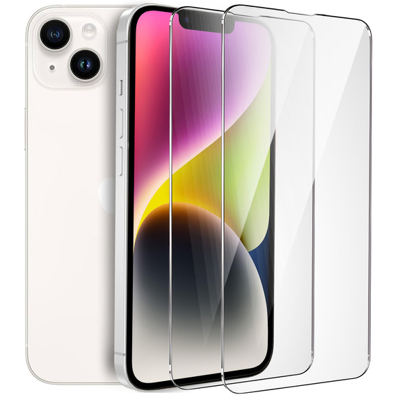 2x Szkło Hartowane do iPhone 14, ERBORD 9H Hard Glass, szybka