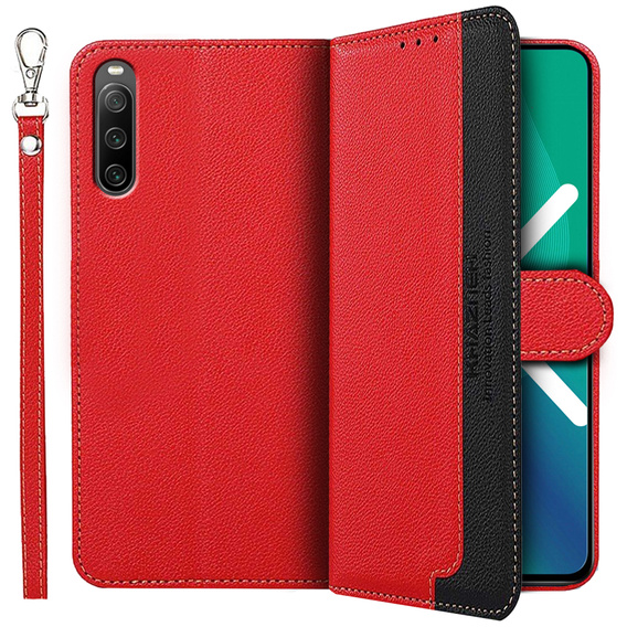 Etui z klapką do Sony Xperia 10 IV, KHAZNEH RFID Case, czerwone