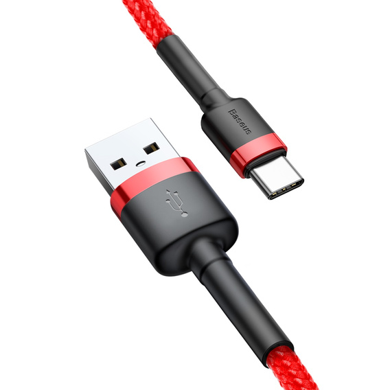 Baseus kabel Cafule 0,5 m USB-A do USB-C 3 A - czerwono‑czarny