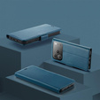 Etui do iPhone 17 Pro Max, ERBORD Glossy Litchi, portfel z klapką, niebieskie