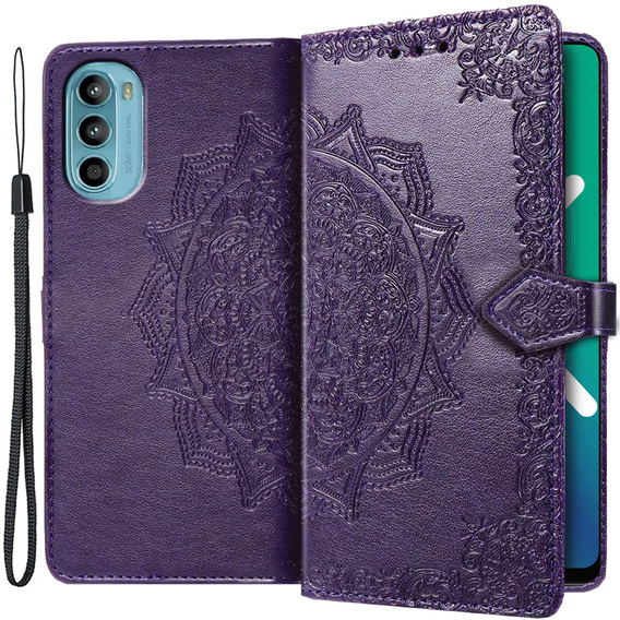 Etui z klapką do Motorola Moto G52 / G82 5G, Mandala, fioletowe