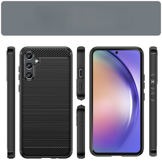 Etui do Samsung Galaxy A54 5G, Karbon, czarne + szkło 3D