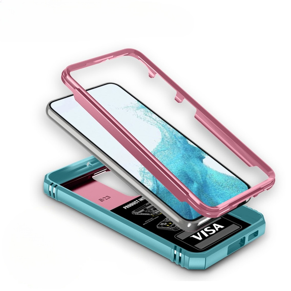Etui pancerne do Samsung Galaxy S23, CamShield Slide, różowe / zielone