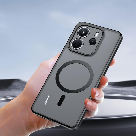Etui do Xiaomi Redmi Note 14 4G, do MagSafe, ERBORD Matt Case, czarny + Szkło na ekran