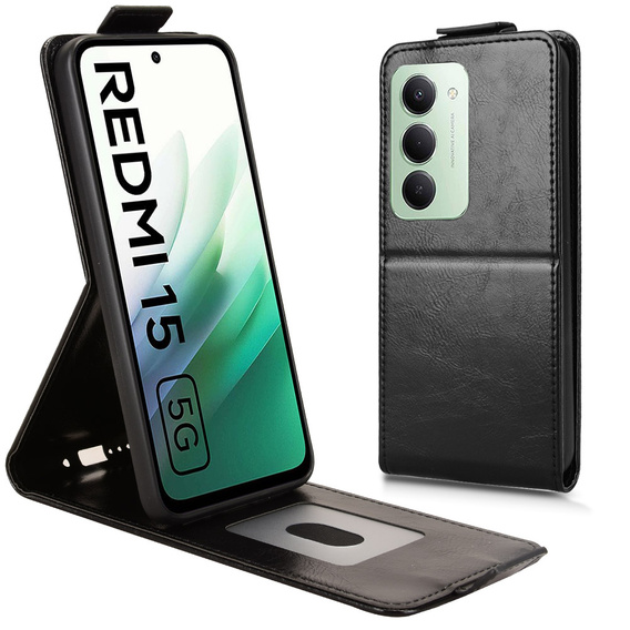 Etui z klapką do Xiaomi Redmi 15 5G / 4G, Flip Case, czarne