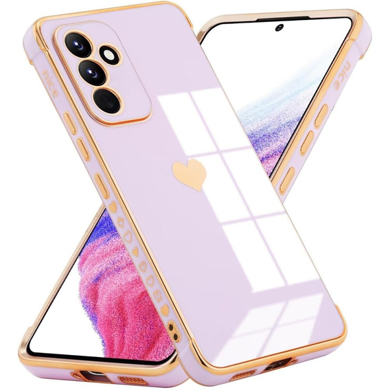 Etui do Samsung Galaxy A55 5G, Electro heart, fioletowe + Szkło Full Glue Ceramic