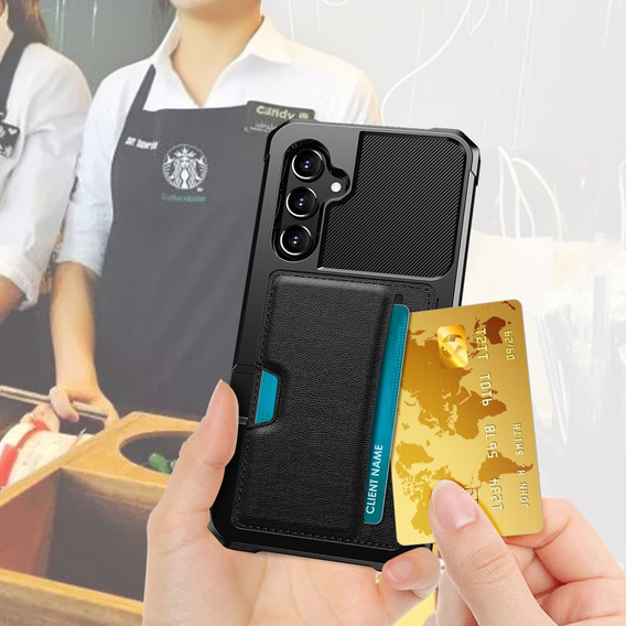 Etui do Samsung Galaxy A55 5G, Card Holder Kickstand, czarne