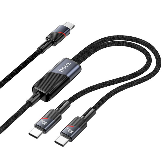 Kabel 2w1 USB-C do USB-C + Lightning Hoco U139 5A 100W 1,2 m – Czarny