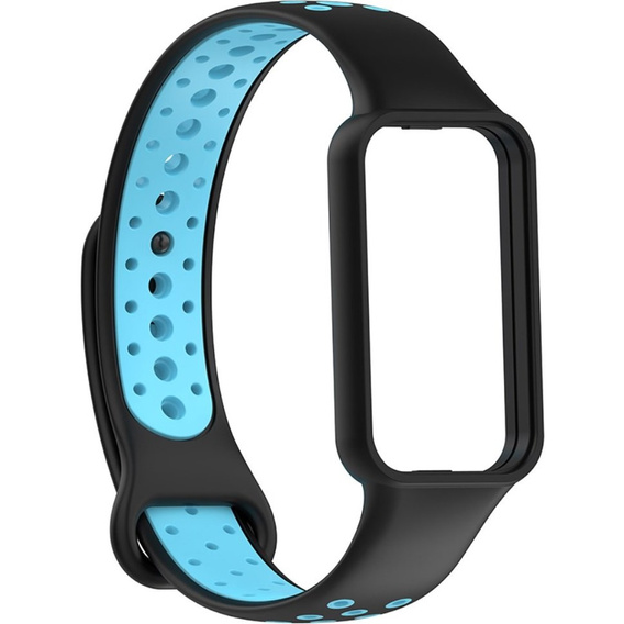 Pasek Silikonowy do Amazfit Band 7, Czarny/Niebieski