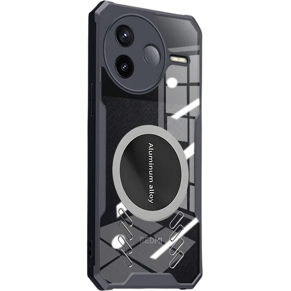 Etui do Xiaomi Poco F7 Pro, z blaszką magnetyczne, przezroczyste / czarne