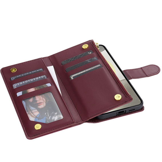 Etui z klapką do Samsung Galaxy S25 Edge, Rhombus Crossbody, bordowe