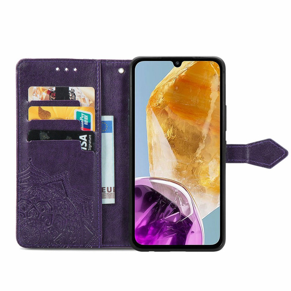 Etui z klapką do Samsung Galaxy M15 5G, Mandala, fioletowe