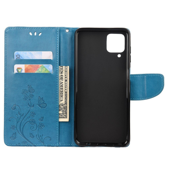 Etui z klapką do Samsung Galaxy A12 / M12 / A12 2021, Butterfly, niebieskie