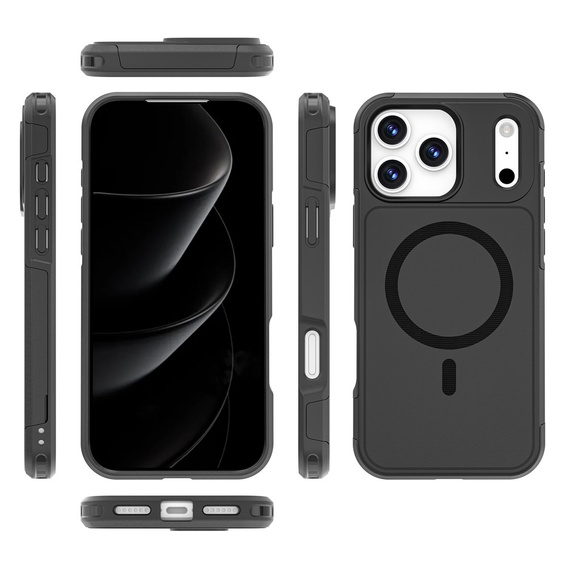 Etui pancerne do iPhone 17 Pro Max, MagForce MagSafe, czarne