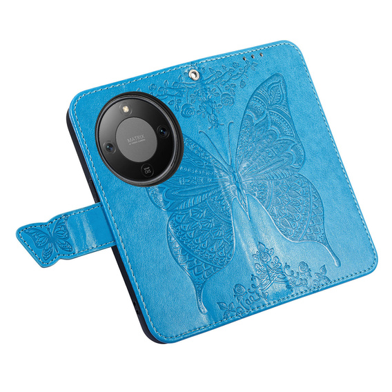 Etui z klapką do Honor Magic 8 Lite, Butterfly, niebieskie