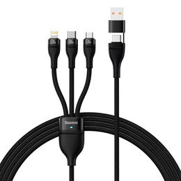 Baseus kabel 3w1 Flash II USB + USB-C do Lightning / USB-C / microUSB, 1,5 m, 3,5 A, 100 W - czarny 