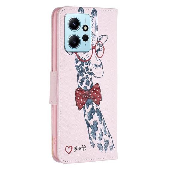 Etui z klapką do Xiaomi Redmi Note 12 4G, Wallet, Giraffe różowe