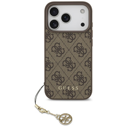 Etui GUESS do iPhone 17 Pro, 4G Charms Collection Hardcase, do MagSafe, brązowe
