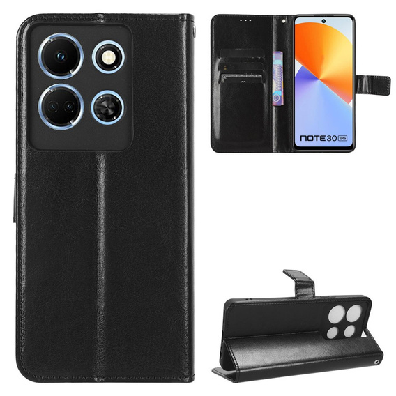 Etui z klapką do Infinix Note 30, Crazy Horse Wallet, czarne