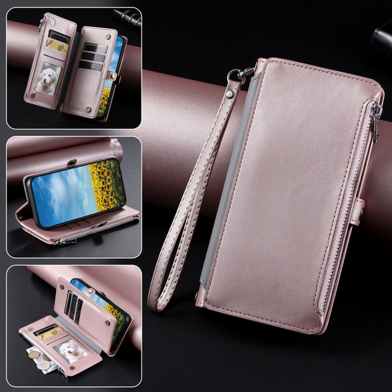 Etui z klapką do Xiaomi Redmi 14C / Xiaomi Poco C75, Wallet Zipper Pocket, różowe