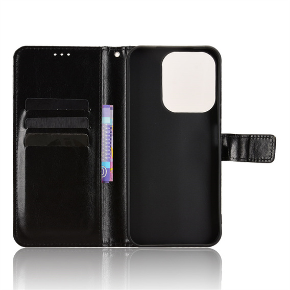 Etui z klapką do Xiaomi Redmi 15C 4G/LTE, Crazy Horse Wallet, czarne