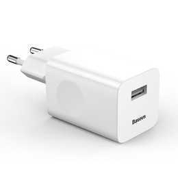 Baseus QC 3.0 – ładowarka sieciowa USB-A 24W, biała