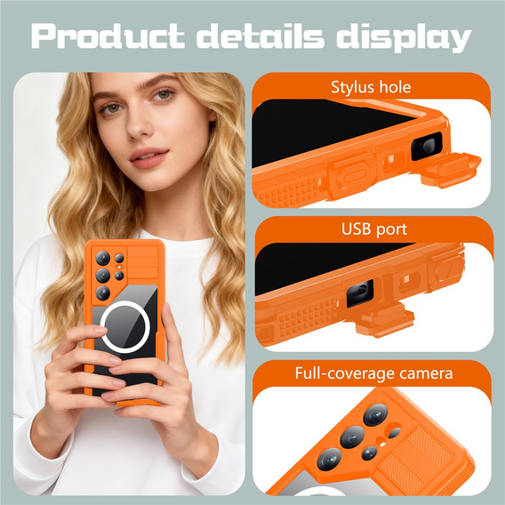 Etui wodoodporne do Samsung Galaxy S26 Ultra, Redpepper, do MagSafe, pomarańczowe