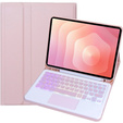 Etui z podświetlaną klawiaturą Bluetooth i touchpadem do Samsung Galaxy Tab S11 – różowe