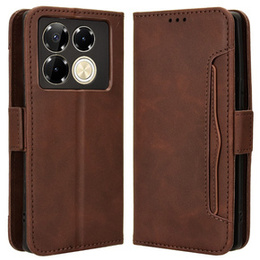 Etui z klapką do Infinix Note 40 Pro Plus, Card Slot, brązowe