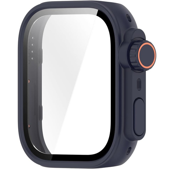 2w1 Etui + Szkło Hartowane do Huawei Watch Fit 4 Pro, Granatowe/Pomarańczowe