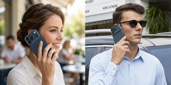 Etui do iPhone 17 Pro Max, ERBORD Full Kevlar, do MagSafe, niebieskie