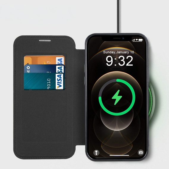 Etui z klapką do iPhone 12 Pro, RFID Wallet MagSafe z ochroną aparatu, czarne