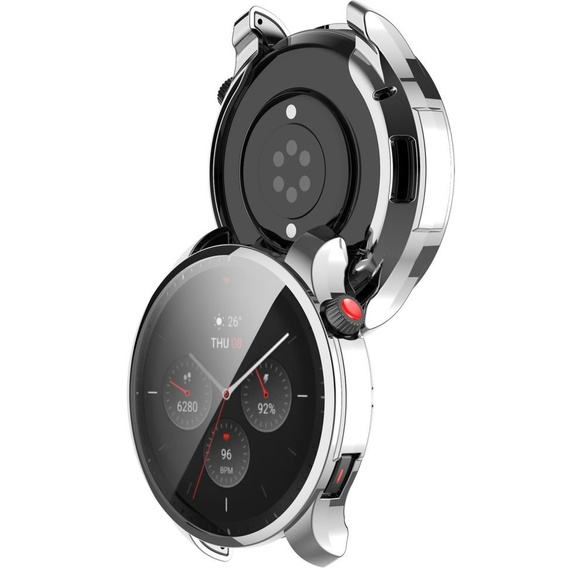 2w1 Etui z osłoną na ekran do Amazfit GTR 4 46mm, Srebrne