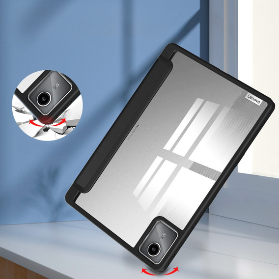 Etui z przezroczystym akrylowym tyłem i miejscem na rysik do Lenovo Tab M11 – czarne
