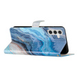 Etui z klapką do Samsung Galaxy A25 5G, Wallet Marble, niebieskie + szkło 9H