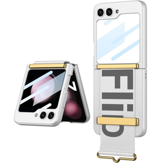 Etui GKK do Samsung Galaxy Z Flip5 5G, Strap Cover, srebrne