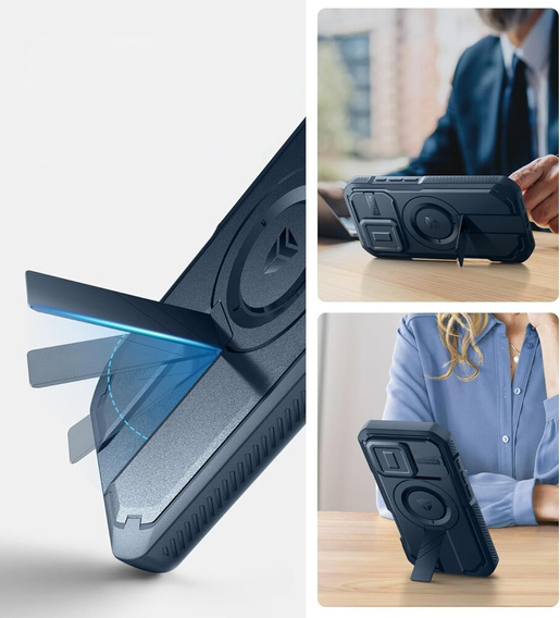 Etui pancerne Dexnor CamProtect z MagSafe do iPhone 16 Pro – niebieskie