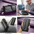 Etui CASEME do Samsung Galaxy S25 FE, RFID Leather Wallet, z paskiem na ramię, czarne