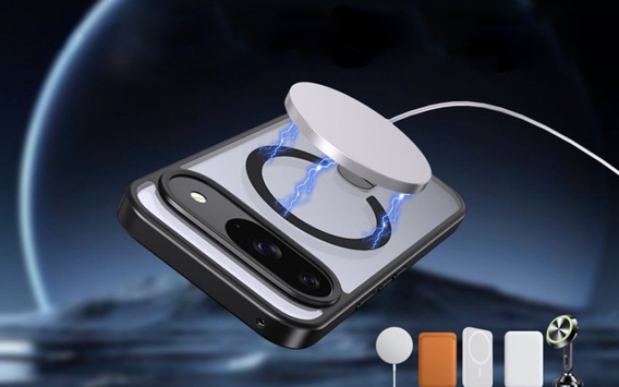 Etui do Google Pixel 10 / 10 Pro, Fusion Hybrid, do MagSafe, z podstawką, szare