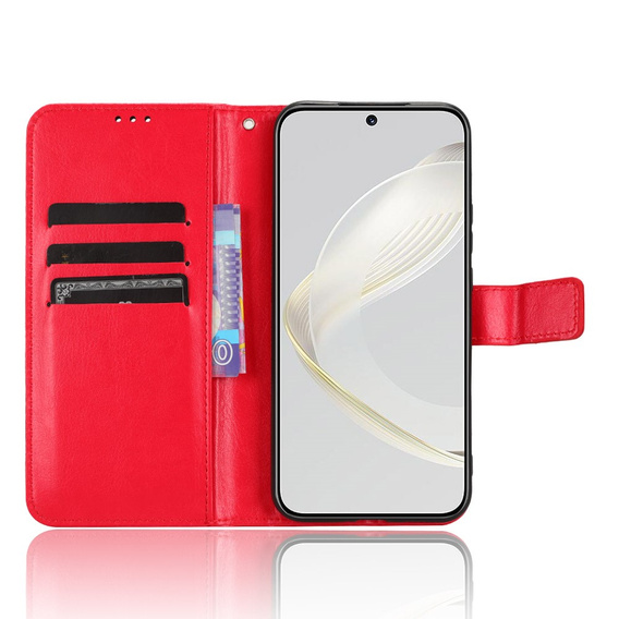 Etui z klapką do Huawei Nova 11 Pro, Crazy Horse Wallet, czerwone